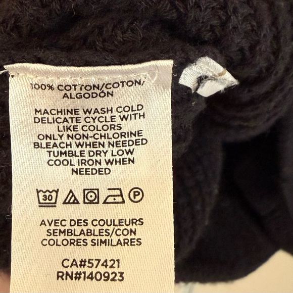 LOFT Long Cardigan 100% Cotton Shaker Stitch Pockets Black M EUC - Picture 4 of 4